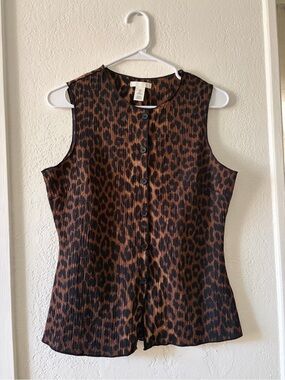 H&M Leopard Print Sleeveless Button Front Blouse | Size Small (Fits S/M)